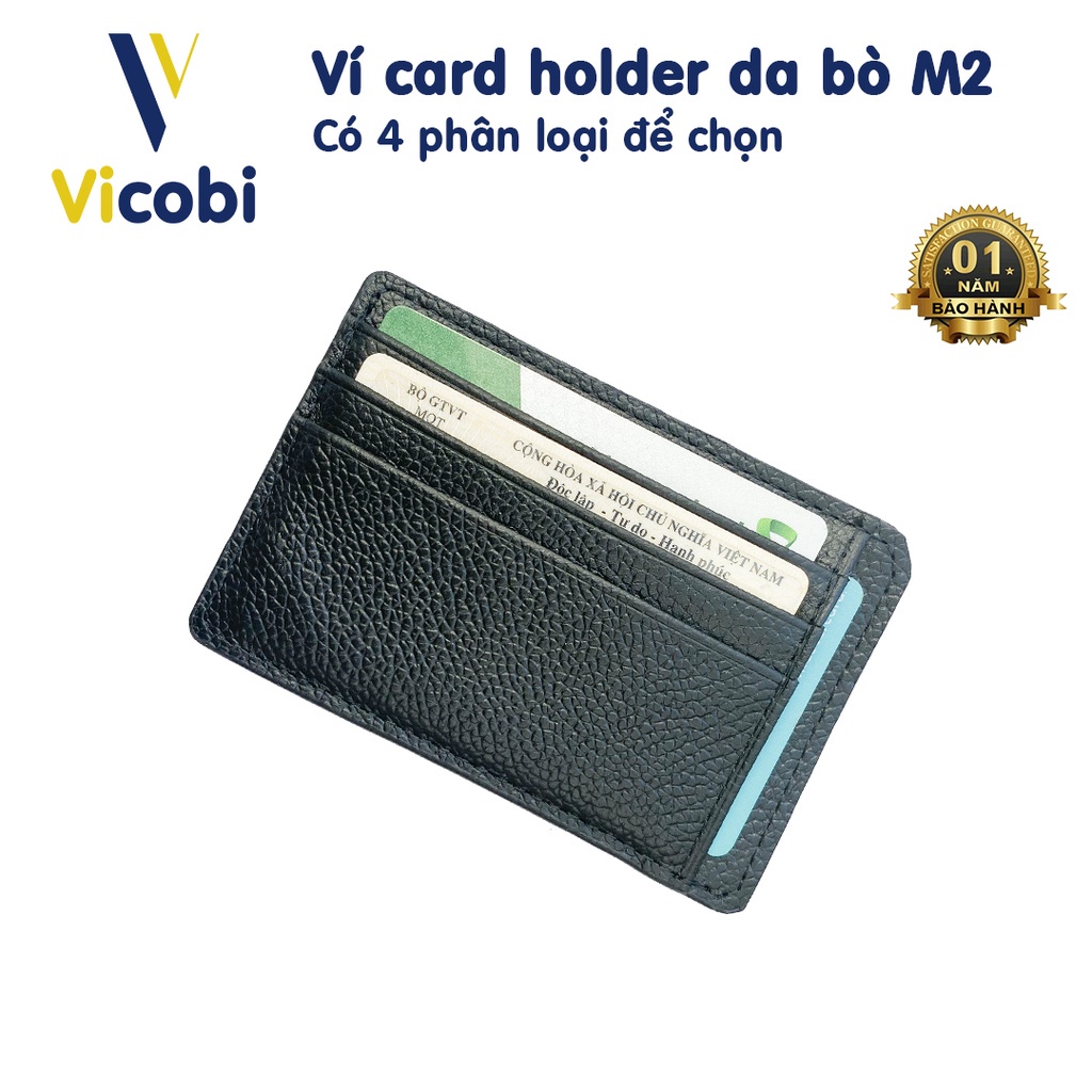 Ví mini card holder Da Bò Vicobi M2, bóp nhỏ gọn bỏ túi hàng gia công tại Việt Nam 💗