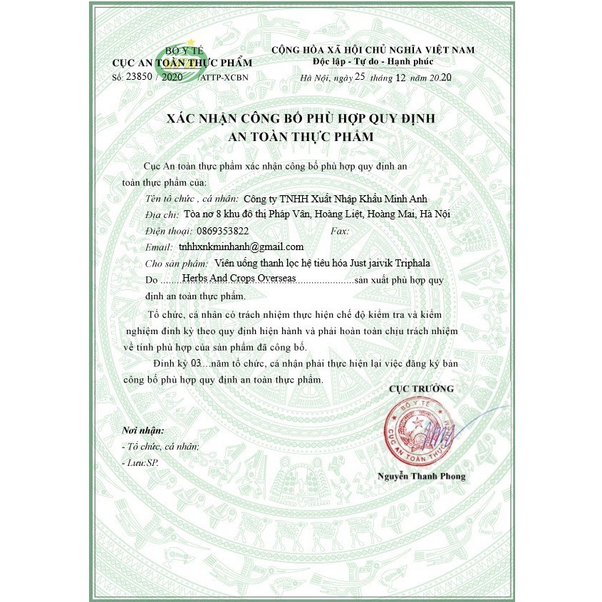 Viên uống thanh lọc hệ tiêu hóa Just Jaivik Triphala