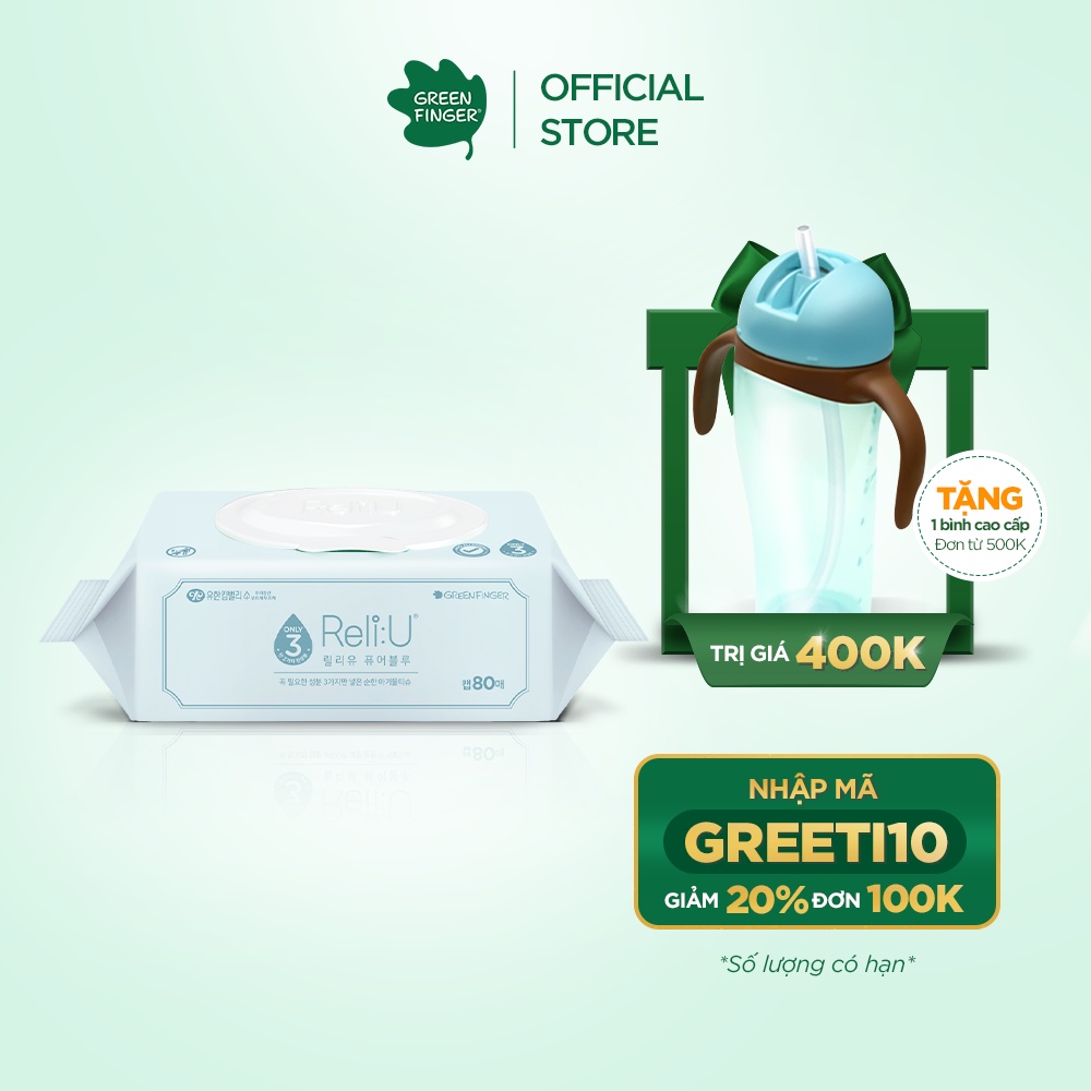 Khăn Ướt Greenfinger ReliU Pure Blue Wipes (261g)