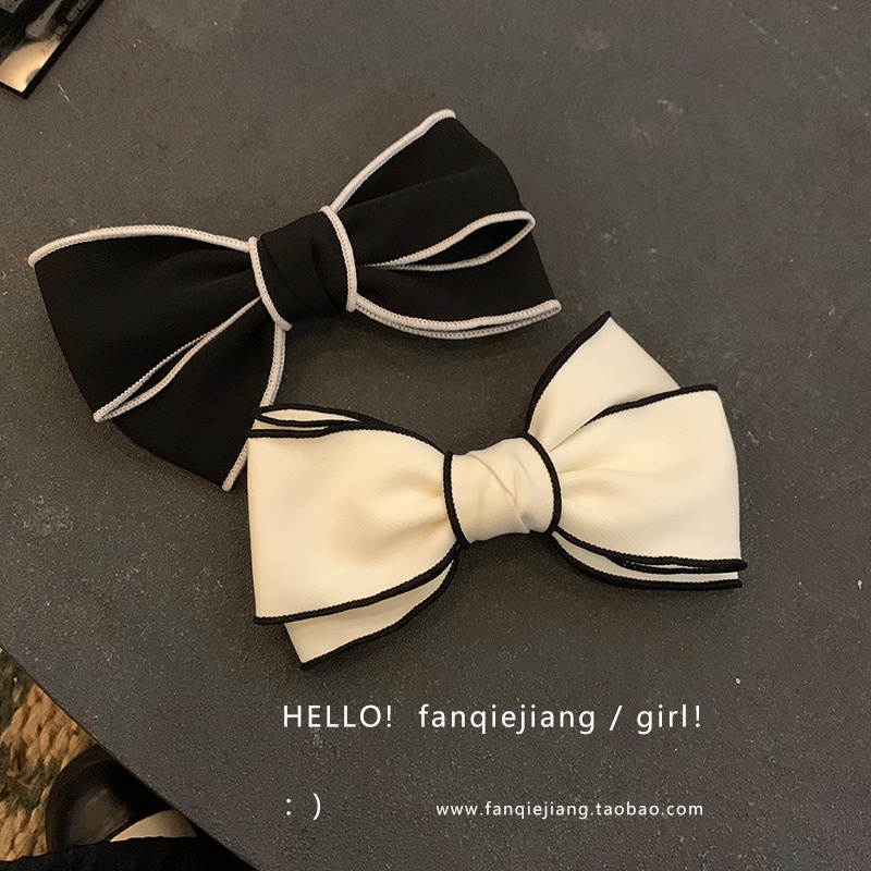 Kẹp Tóc Nơ Trắng Đen Xinh Xắn Cho Nữ