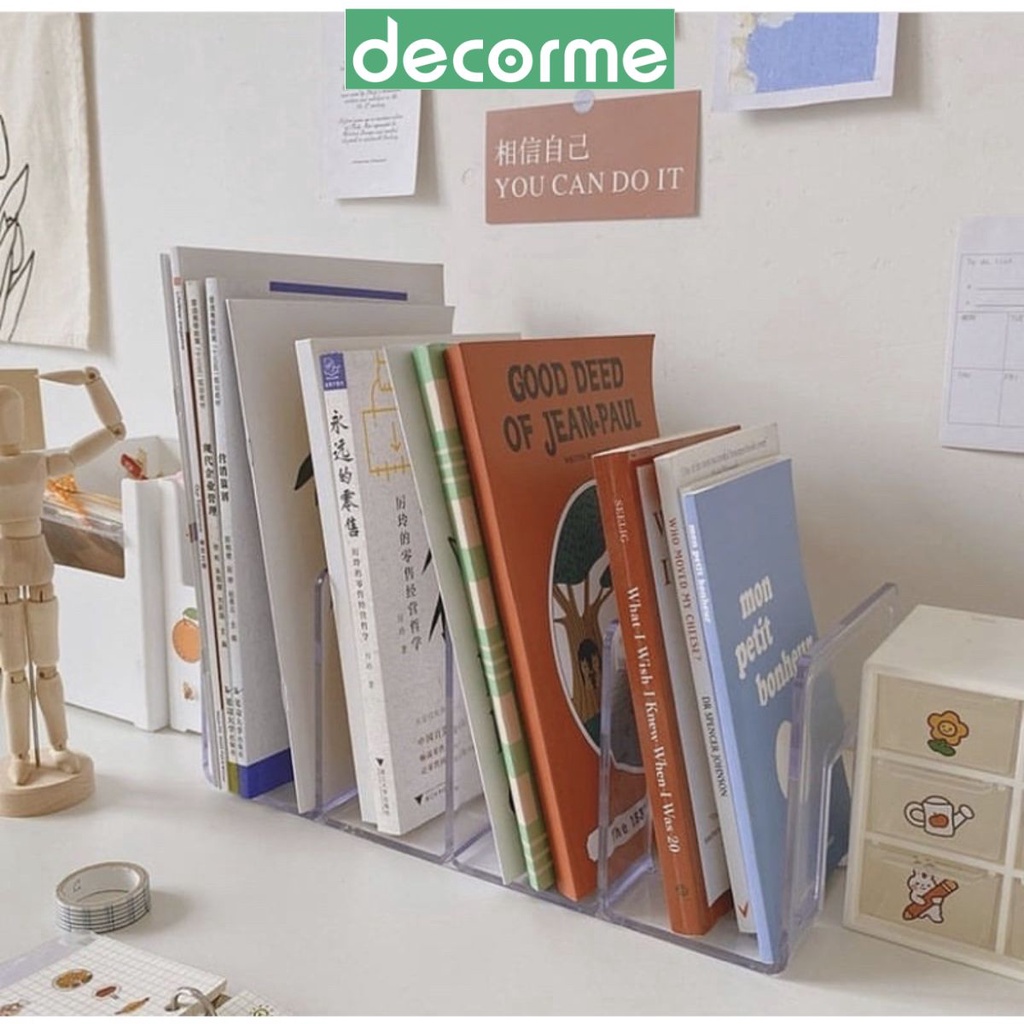 Kệ sách trong suốt bằng Mica Phong cách Hàn quốc DecorMe Giá sách để bàn basic decor phòng DMJ
