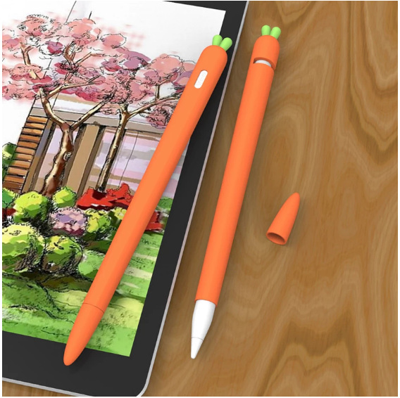 Vỏ bảo vệ hình trái cà rốt bằng silicon mềm thích hợp cho bút cảm ứng điện dung Apple Pencil 1 2