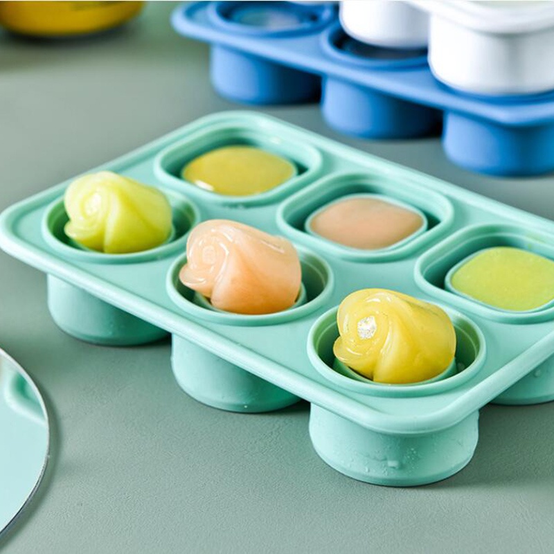 Khuôn Làm Kem Que Silicone 2 Trong 1 6 Ô Không Chứa BPA