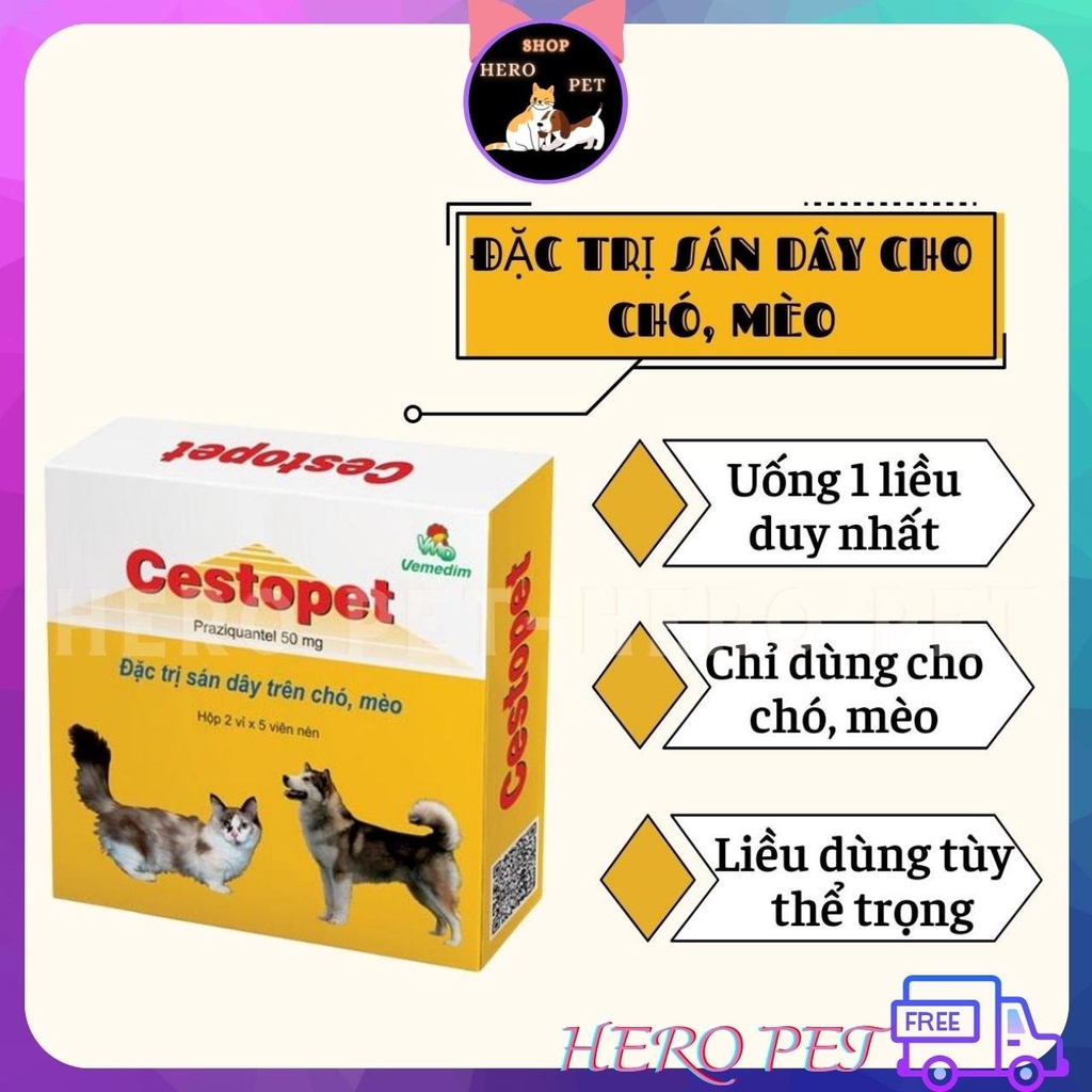VIÊN VEMEDIM CESTOPET DÙNG CHO CHÓ MÈO BỊ SÁN DÂY - HERO PET