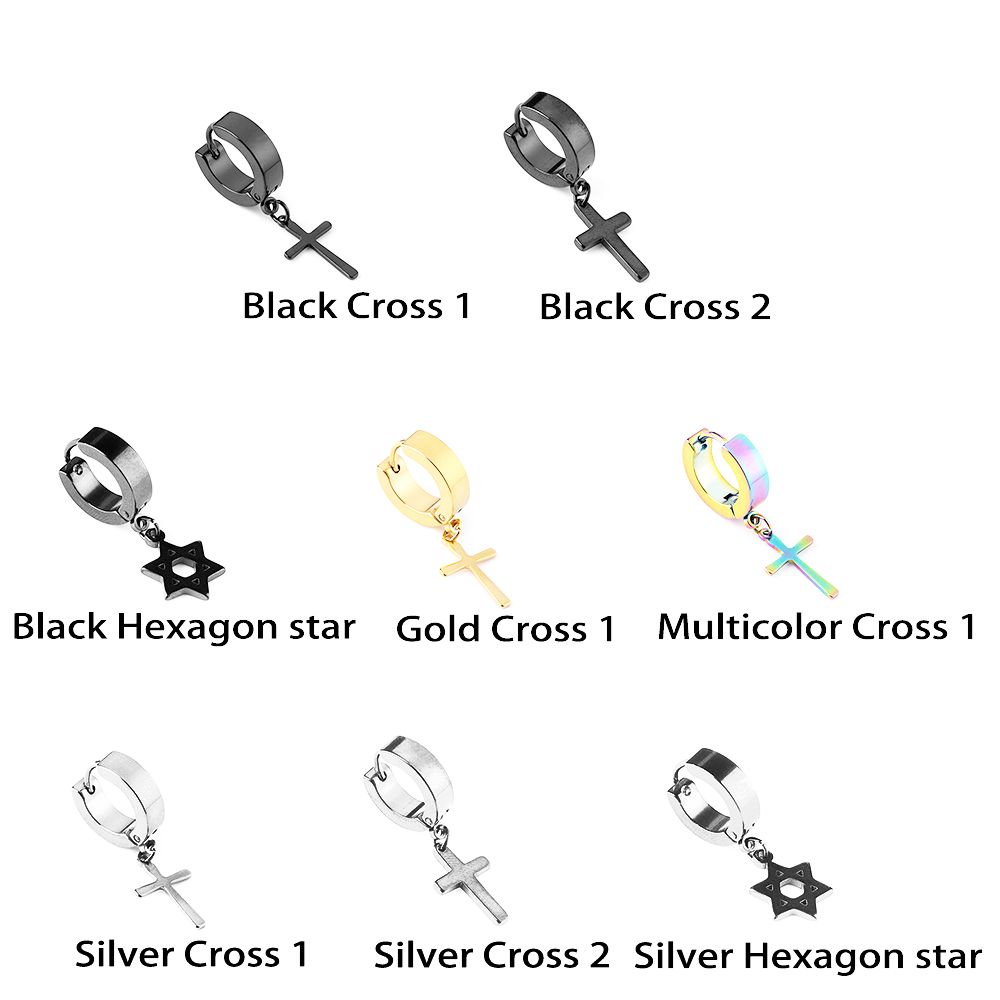 Khuyên Tai Hình Thánh Giá Chất Liệu Thép Không Gỉ