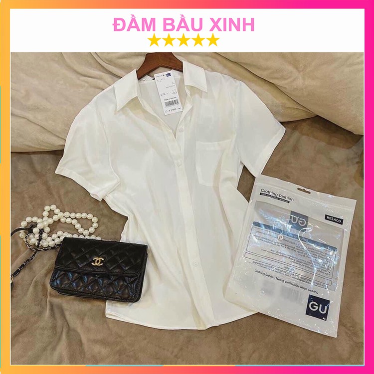 Áo Sơ Mi Nữ Ngắn Tay Thoáng Mát Túi Zip Áo Chất Cotton Chuẩn GU Có Túi Trước Ngực