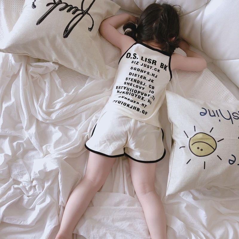 Set Áo Thun Ngắn Tay In Chữ + Quần Short Thiết Kế Mới Thời Trang Mùa Hè Dành Cho Bé Gái