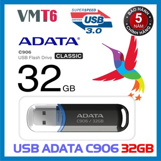 [ USB tốc độ 3.0 ] USB Adata C906 32GB (Đen) - Hàng nhập khẩu bảo hành 5 năm !