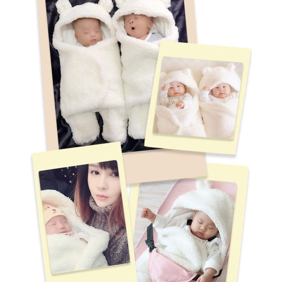 Chăn quần ủ kén lông cừu Baby Blanket hình thú dễ thương thoáng khí cho bé yêu,khăn ủ kén quấn nhộng bảo vệ sức khỏe con