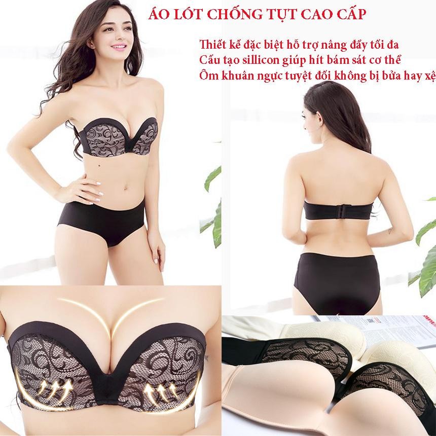 Áo lót không dây chống tụt màu đen