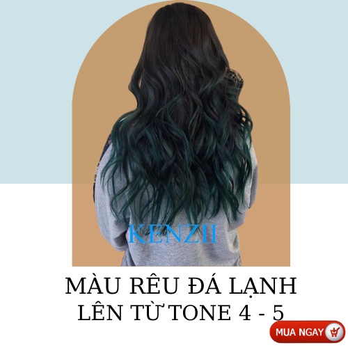 Thuốc nhuộm tóc RÊU ĐÁ LẠNH lên từ tone nâu 4 - 5 ( Tặng oxi ) KENZII - Thuốc nhuộm tóc rêu