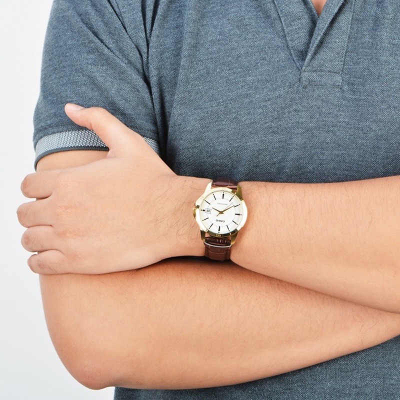 Đồng hồ nam dây da Casio chính hãng Anh Khuê MTP-V004GL-7AUDF