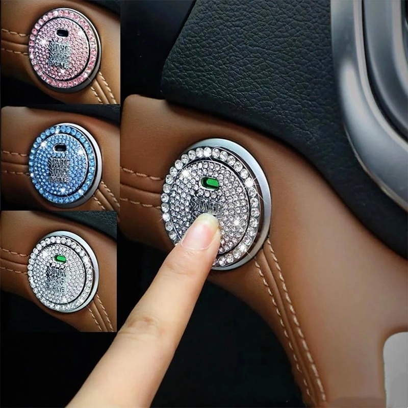 Ốp Trang Trí Nút Khởi Động Xe Hơi Hình Vòng Kim Cương One Key Start Stop