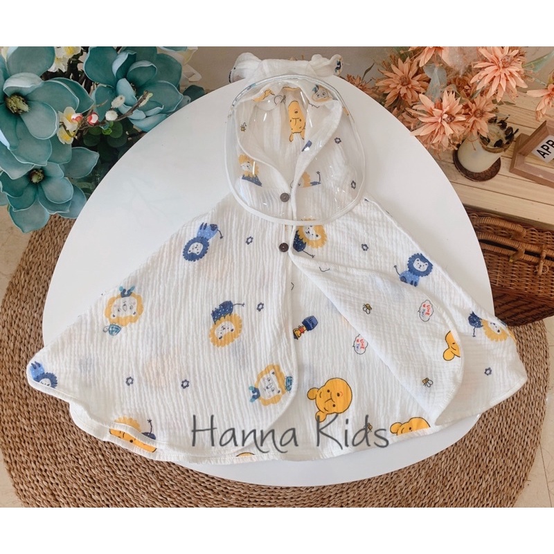 Áo choàng 2 lớp 2 mặt xô Hàn muslin cho bé kèm tấm chắn giọt bắn- Siêu tiện lợi, siêu mềm mịn