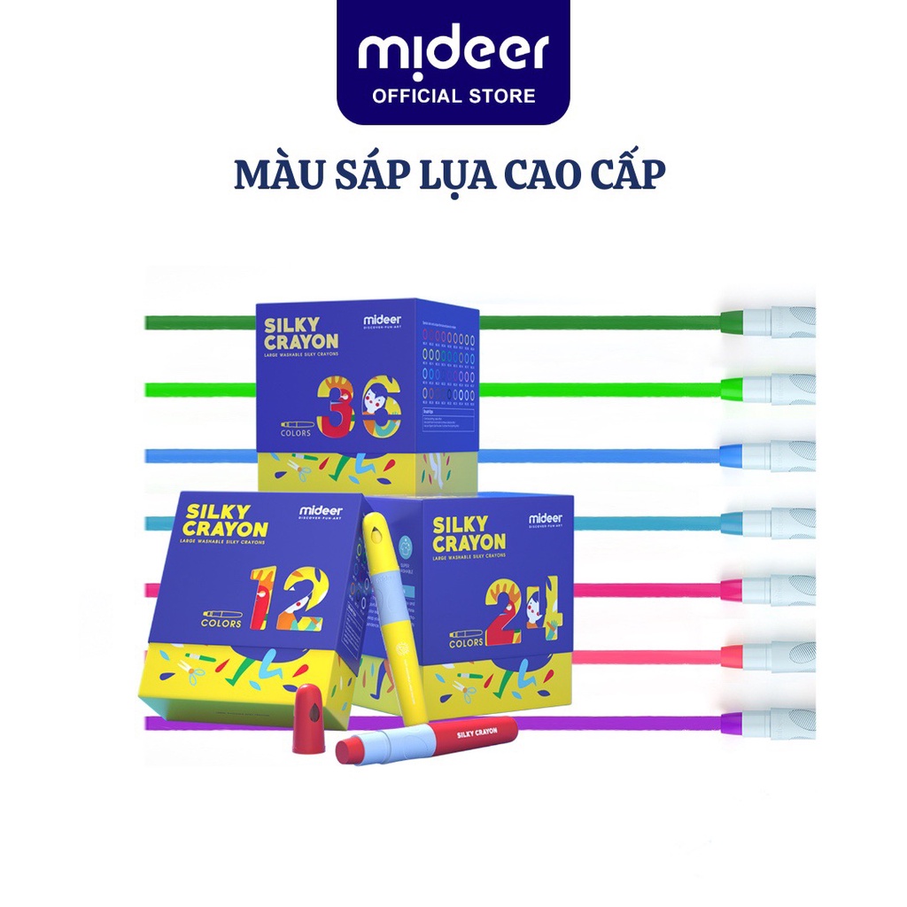 Màu sáp Lụa hữu cơ Mideer Silky Crayon 12- 24- 36 màu