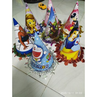 Set 10 nón sinh nhật nhiều mẫu viền sao.