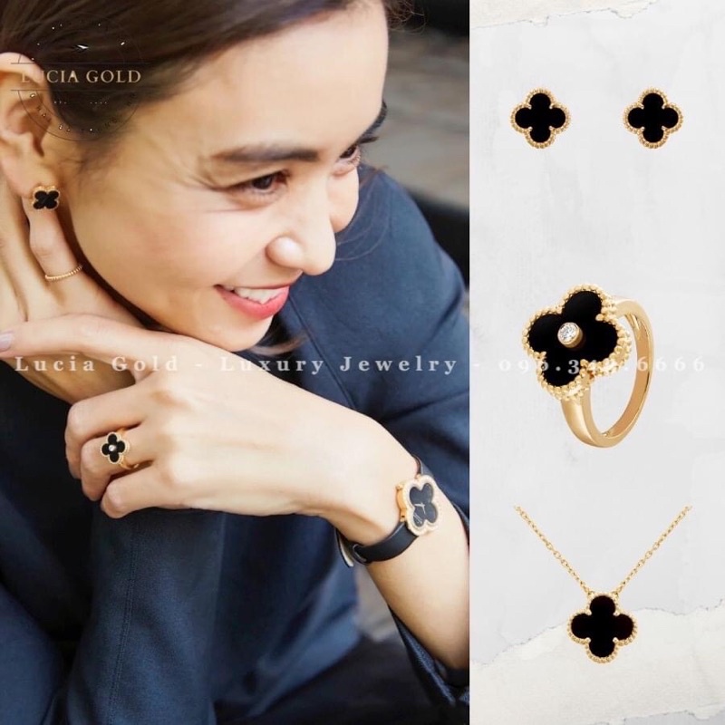 Sét trang sức titan cỏ bốn lá xinh, phụ kiện vòng cổ,khuyên tai nữ cao cấp