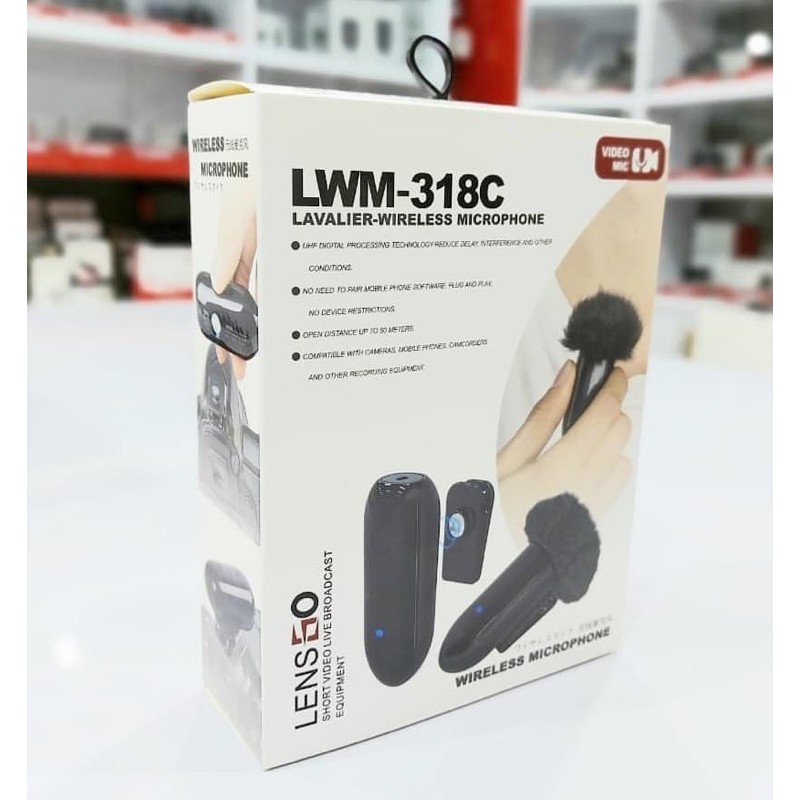 Micro thu âm không dây LensGo LWM-318C  Black - Chính Hãng
