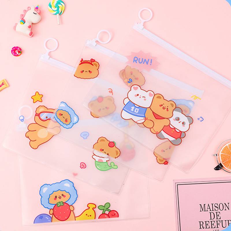 Hộp bút trong suốt túi đựng mỹ phẩm hình đáng yêu Kawaii Pencil Case Cartoon Little bear Transparent Cases Pencil Box for Boys Girl Pencilcase Pencil Bag School Supplies Stationery Gift