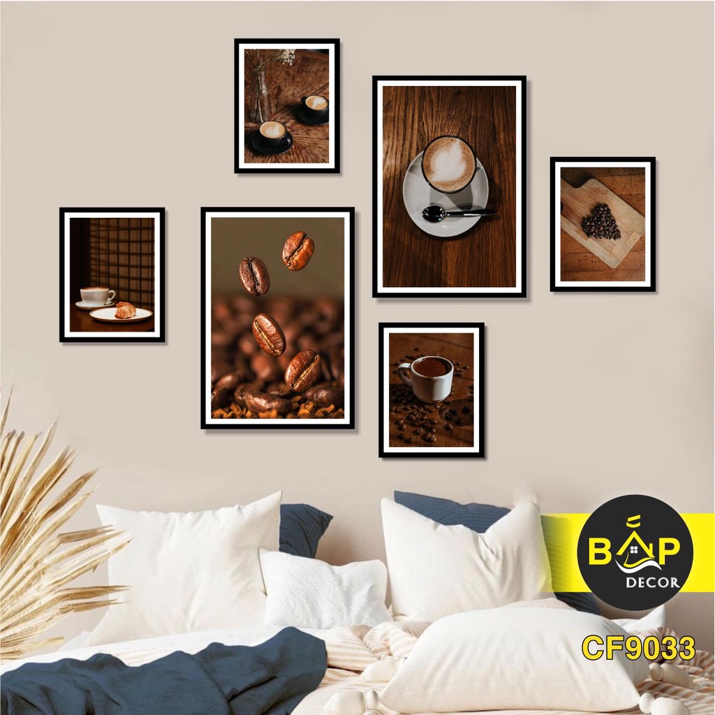 16 Bộ tranh cà phê trang trí quán, tranh treo tường, decor, dán tường, Bắp Decor, canvas