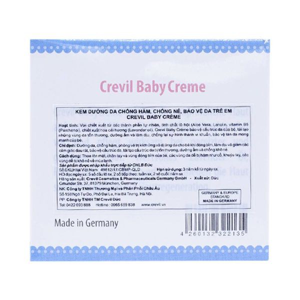 Kem Chống Hăm, Chống Nẻ, Bảo Vệ Da Trẻ Em Crevil Baby Cream 125ml