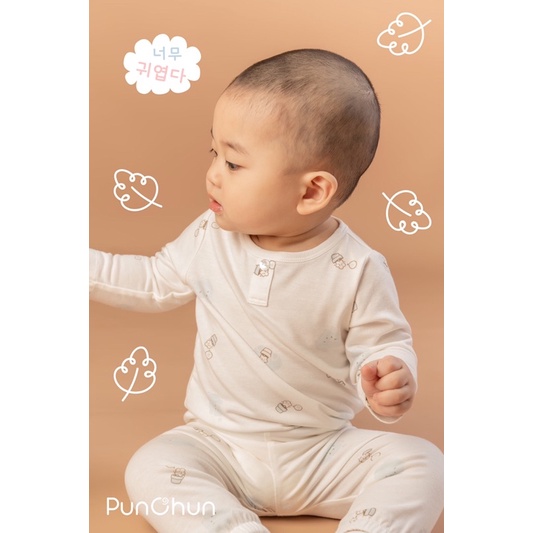 Punchun bộ dài tay cổ trụ cho bé AW22D05