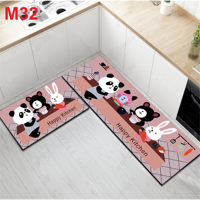 Thảm bếp, thảm chùi chân, nhiều hoa văn họa tiết bằng vải nỉ, bám sàn thấm nước tốt
