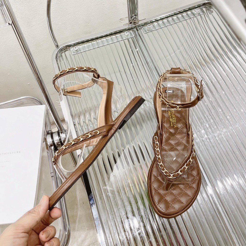 Sandal xỏ ngón Hiền Hồ quai da phối xích đế trần chỉ Hot Hit form chuẩn bền đẹp đi êm chân kèm ảnh thật