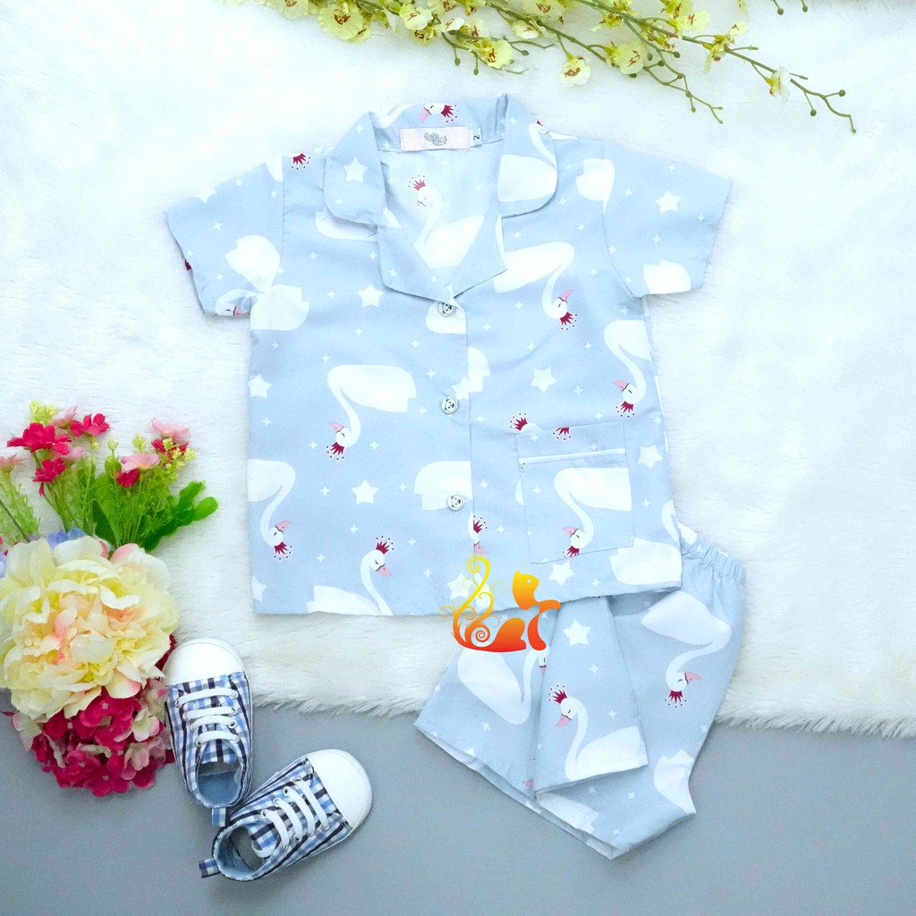 Bộ Đồ Mặc Nhà Pijama Kate Thái - &quot;Thiên Nga - Sao&quot; - Cho Bé 8 - 38kg.