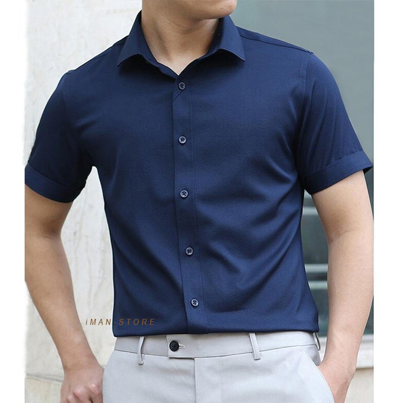 Áo Sơ Mi Nam Ngắn Tay Công Sở, Áo Sơ Mi Nam Cộc Tay Vải Lụa Cao Cấp VNXK [HÀNG XỊN] | BigBuy360 - bigbuy360.vn