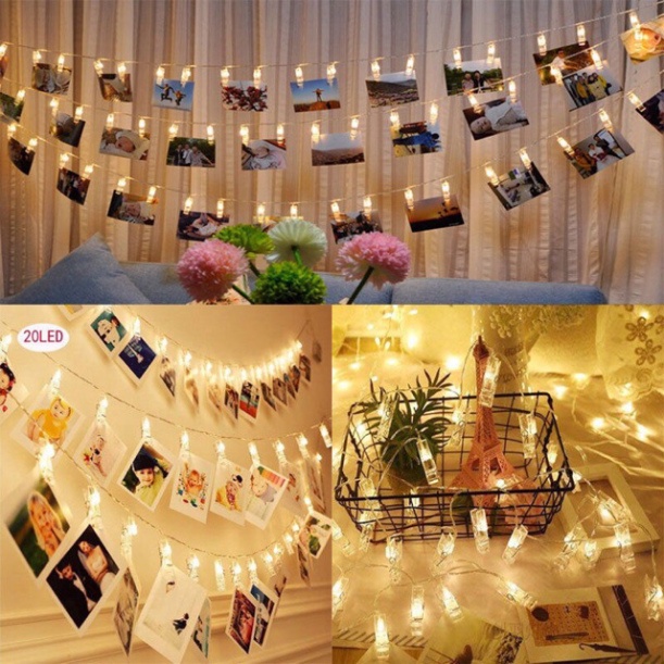 SỬ DỤNG PIN AA . .Dây đèn led kẹp ảnh  10 kẹp ,20 kẹp giá sỉ