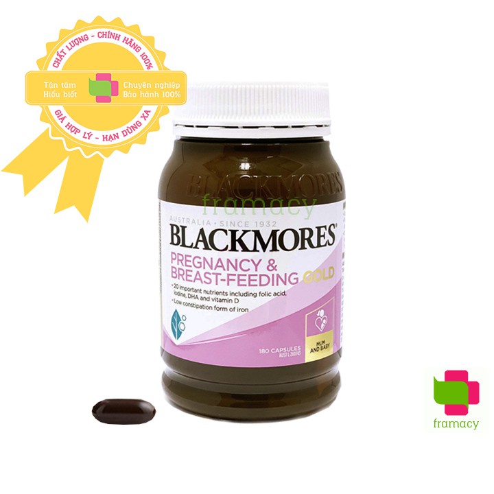 Vitamin tổng hợp Blackmores Pregnancy &amp; Breast-Feeding Gold, Úc (180 viên) bổ sung dưỡng chất cho bà bầu và mẹ sau sinh