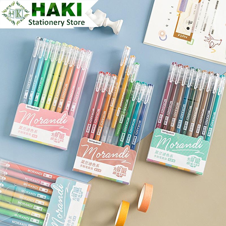 Bút mực Morandi HAKI ngòi 0.5mm set 9 chiếc nhiều màu B26