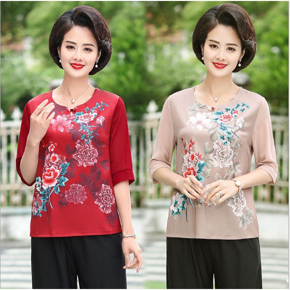 ÁO SƠ MI VOAN TRUNG NIÊN THÊU HOA CAO CẤP