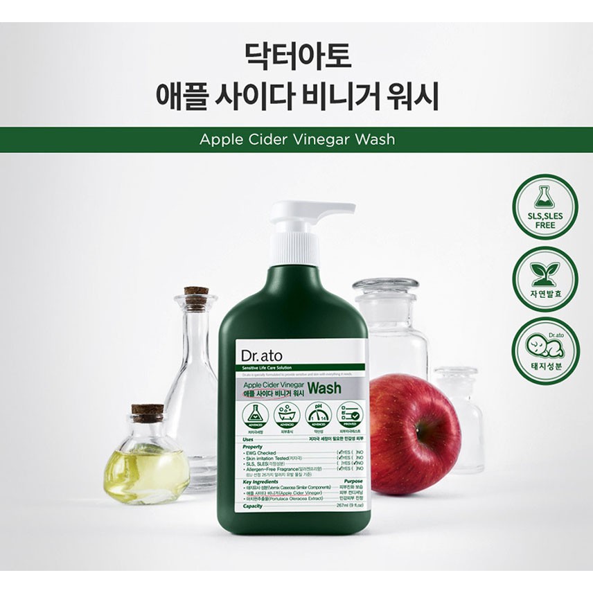 ★Dr.aTo★Apple Cider Vinegar Wash 267ml / Sữa Rửa Mặt / TOPKOREA/