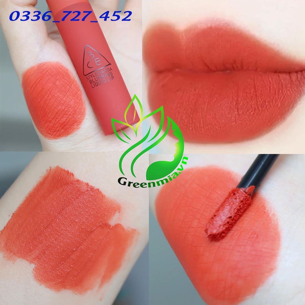 Son Kem Lì 3CE Blurring Liquid Lip Pull Off Màu Cam Bí Ngô Tươi Trẻ