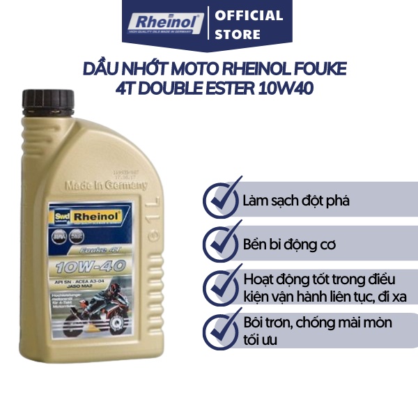 Dầu Nhớt moto Rheinol Fouke 4T Double Ester 10W40 - Hàng nhập khẩu Đức 1L