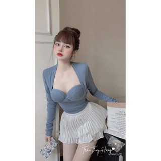 Áo kiểu tay dài cổ vuông borip