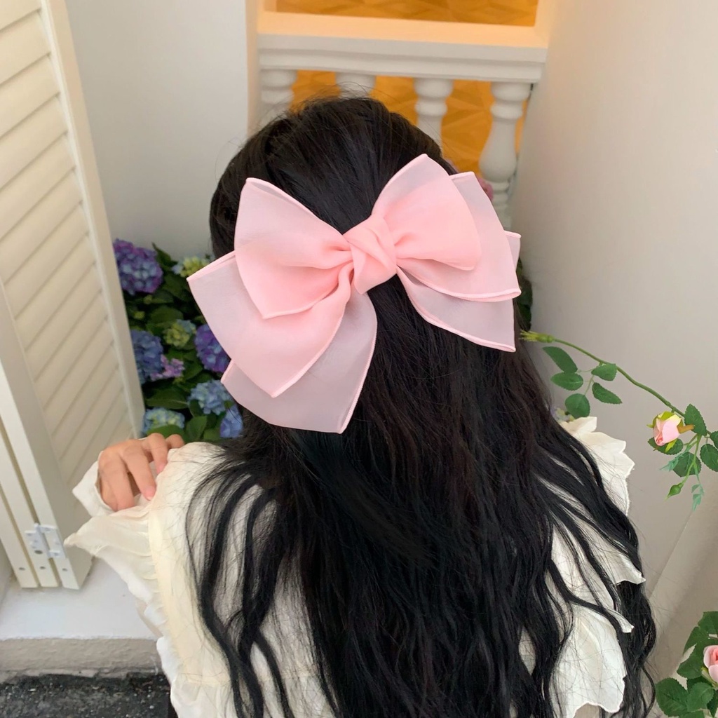 Kẹp Tóc Hình Nơ Lưng Màu Hồng Hoa Anh Đào Hàn Quốc Cho Nữ