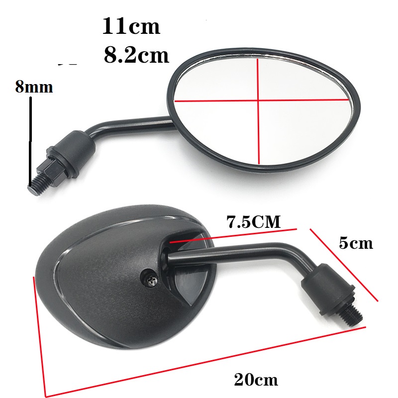 Gương chiếu hậu xe máy xe điện 8mm