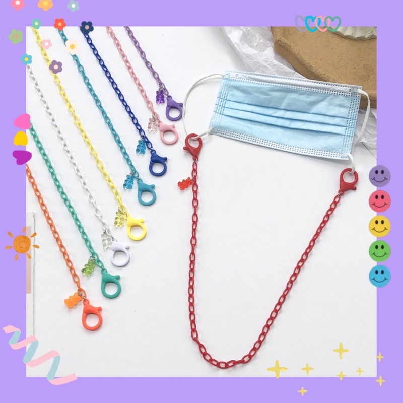 Dây đeo khẩu trang xích acrylic charm 🍯 Jelly Bear cute 🧸