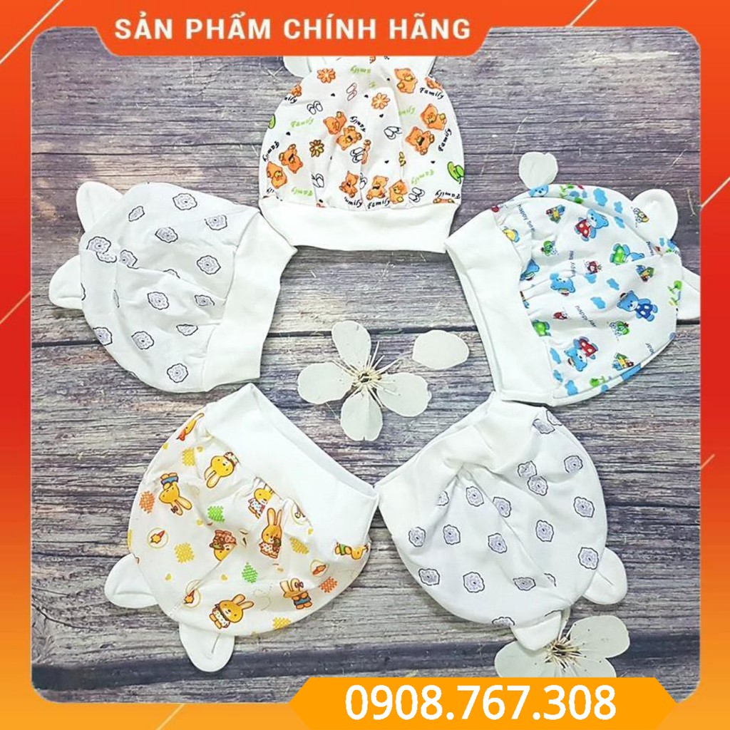 Mũ Chụp Sơ Sinh In Hình Hoa 100% Cotton Mềm Mỏng Thoáng Mát - SP000600