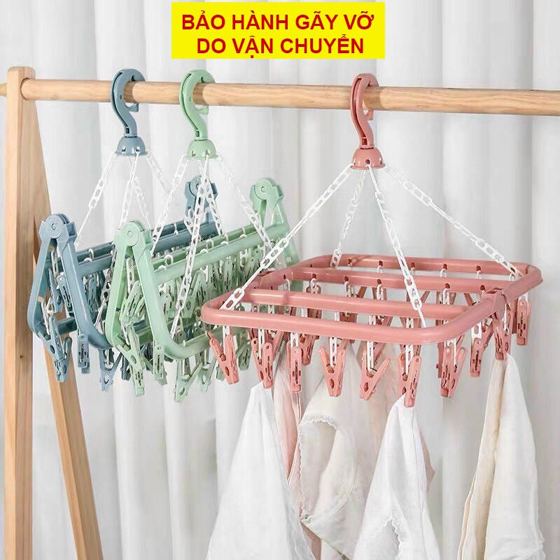Móc treo quần áo 32 kẹp đa năng gấp gọn - móc chùm