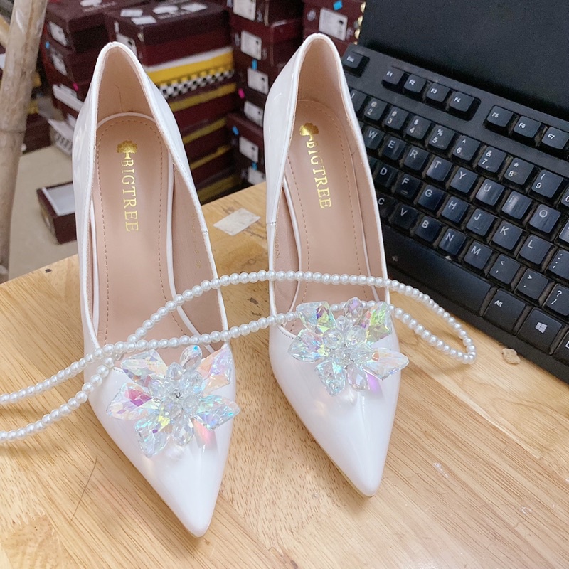 TK9511-6 GIÀY CƯỚI BIGTREE ĐÍNH HOA ĐÁ CAO CẤP