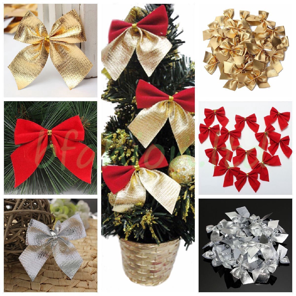 Nơ Treo Trang Trí Cây Thông Noel Màu Vàng Đỏ