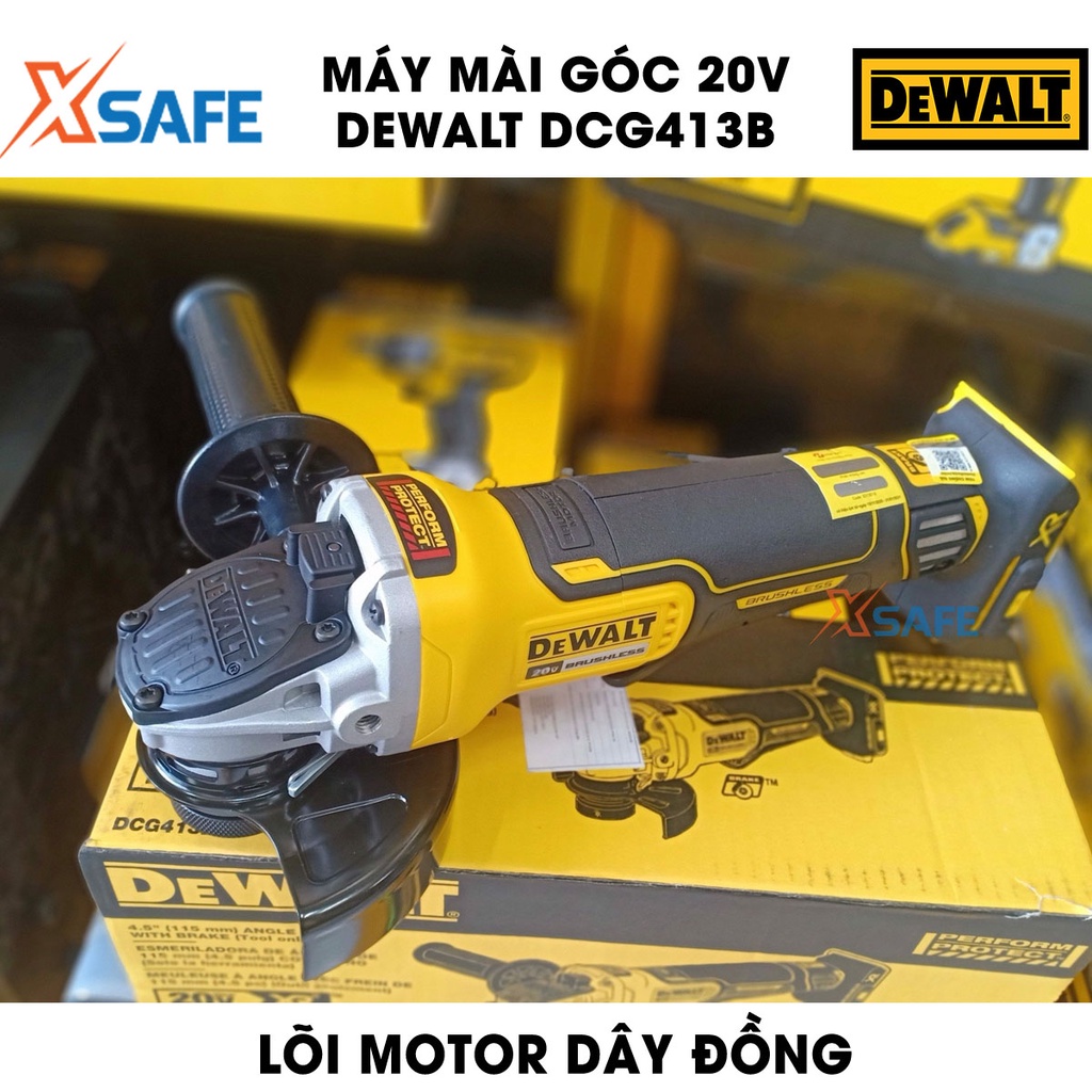 Máy mài góc 20V Max DEWALT DCG413B Máy mài cầm tay DeWalt bộ ly hợp bảo vệ quá tải, có đèn LED, động cơ không chổi than