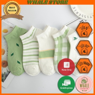 Tất Nữ Cotton Cổ Ngắn Hàn Quốc Hoạ Tiết Chiếc Lá Đẹp Whale Store - WSTVQ6510