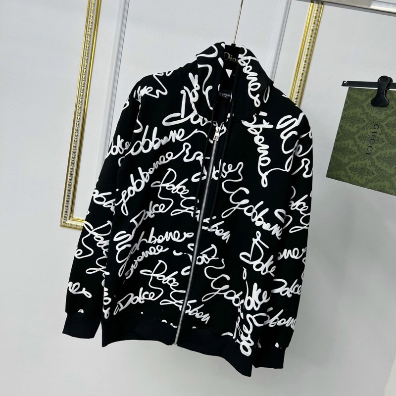 Áo khoác hoodie nam nữ Dolce dập chữ nổi quanh áo khoá zip kéo chất vải nỉ cotton dày dặn bao cháy phố