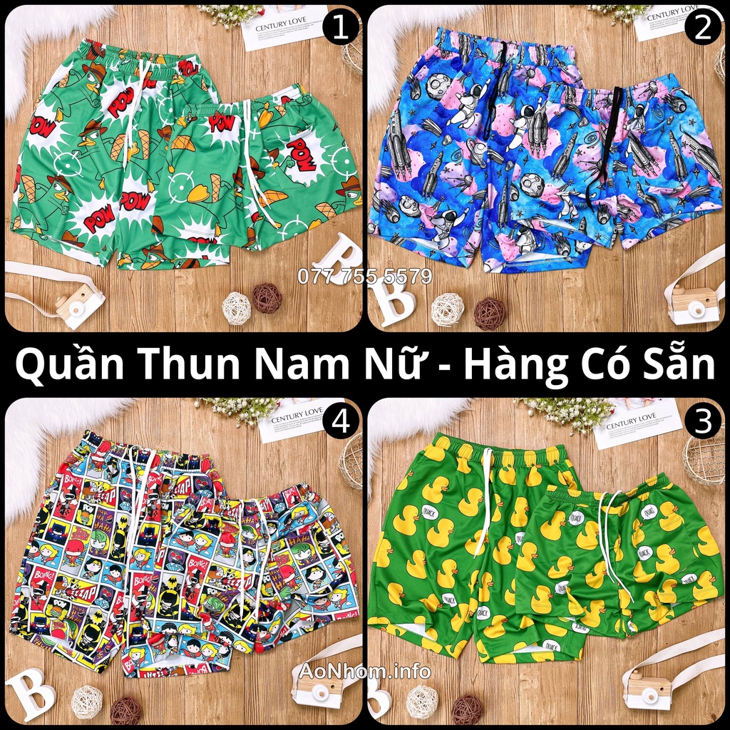 Quần Thun Nam Nữ - Tàu Vũ Trụ, Pow, BatmanX Joker, Vịt Xanh - Quần Hoạ Tiết Hoạt Hình, Trái Cây Hawaii Đi Biển