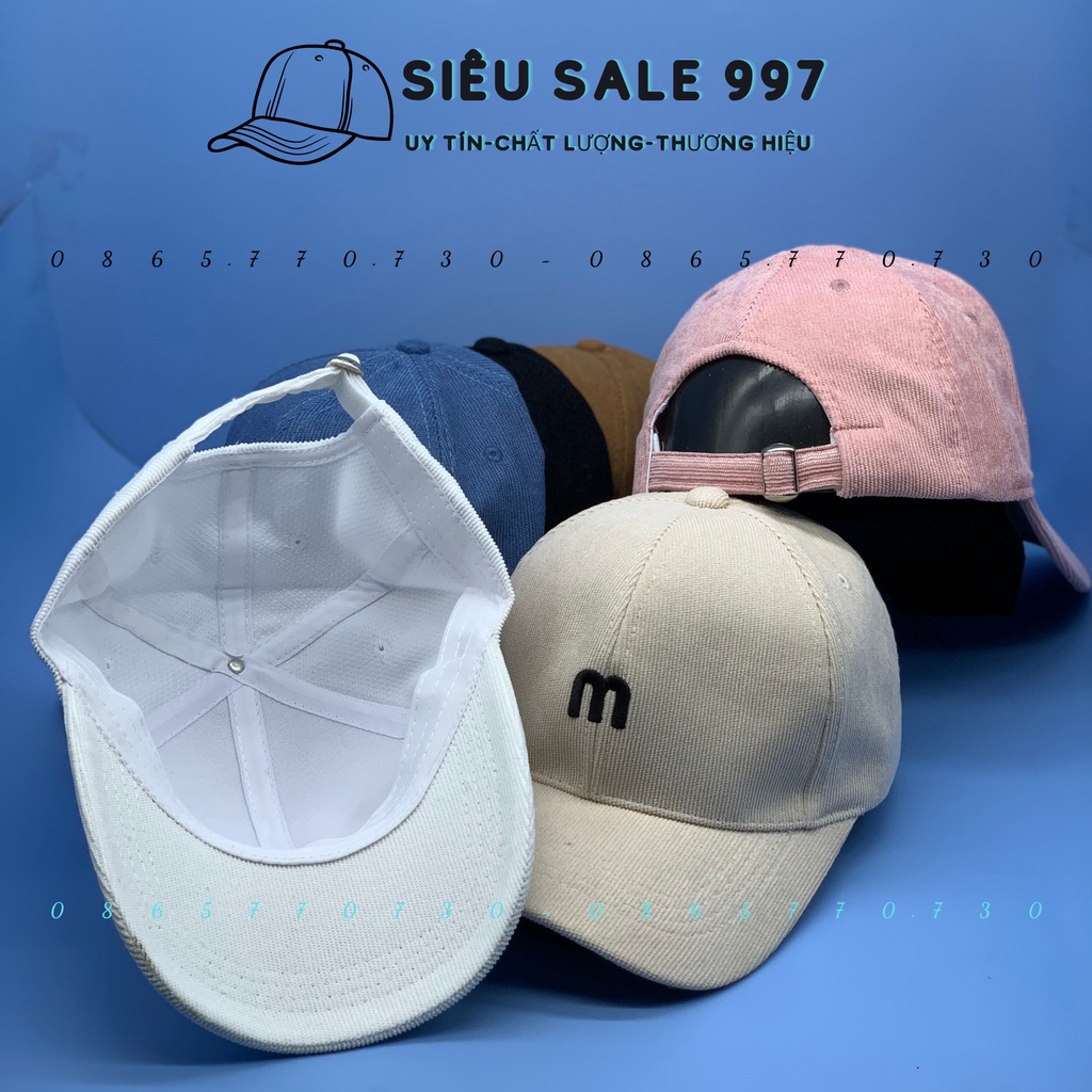 NÓN KẾT NHUNG GÂN THÊU CHỮ M THỜI TRANG NAM NỮ ĐƠN GIẢN ĐẸP PHONG CÁCH HÀN QUỐC